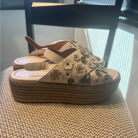 Coach Espadrille Wedge Sandals with Tea Rose - Picture 4 of 14